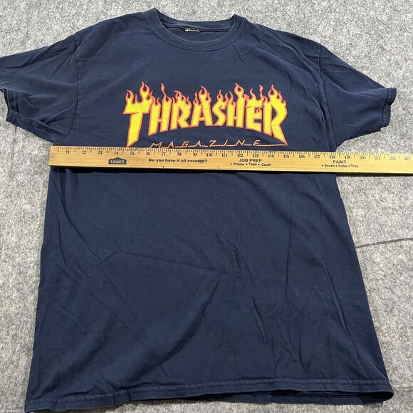 Vintage Thrasher Blue Magazine Skateboarding Skate Classic Logo T Shirt Sz S - Picture 4 of 6